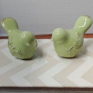 Green Ceramic Bird Figurines